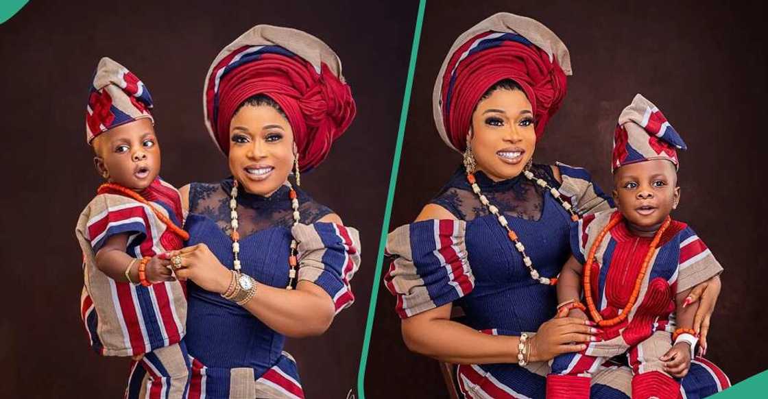 Mother and son rocking aso-oke outfits Mother and son rocking aso-oke outfits