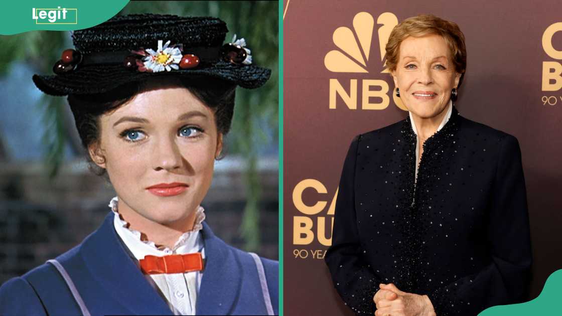 Julie Andrews then (L) and now (R) Julie Andrews then (L) and now (R)