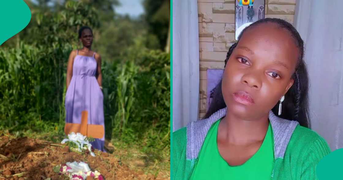 Lady shares photo as none of her friends attended her father's burial