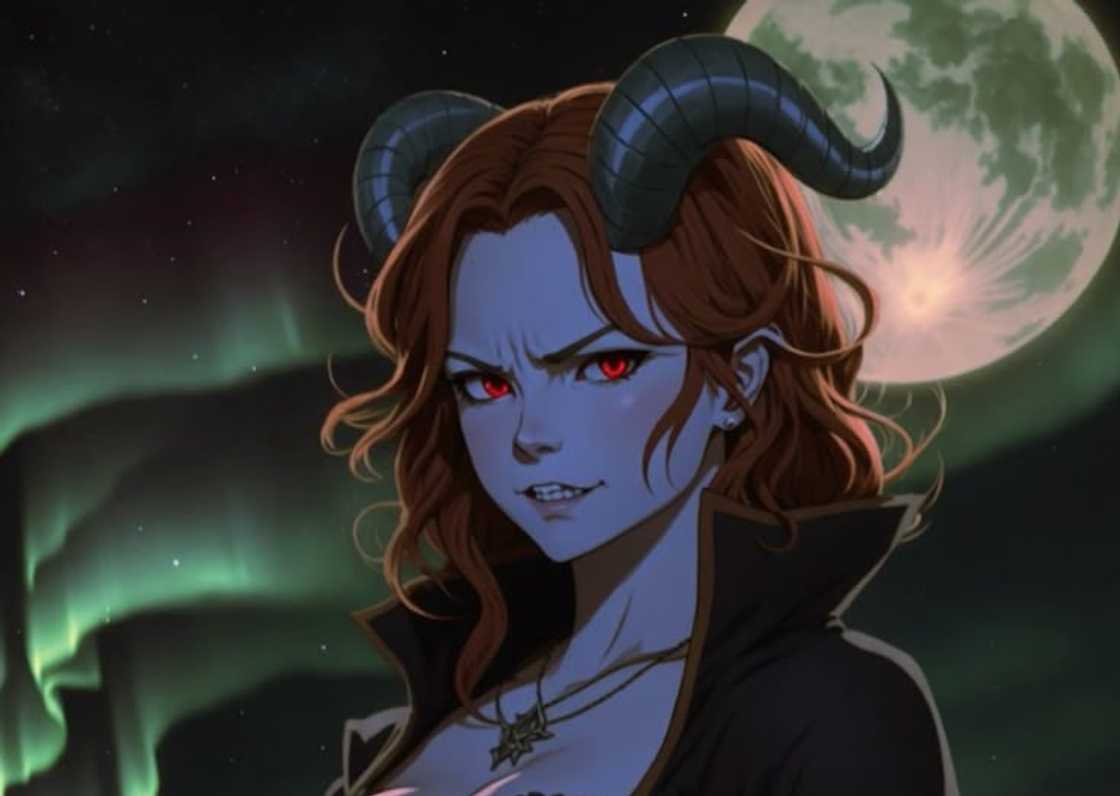 A female Glasya Tiefling under the moon A female Glasya Tiefling under the moon