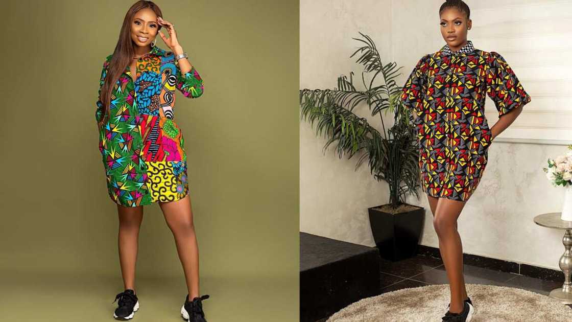 Ankara shirt dresses with collars