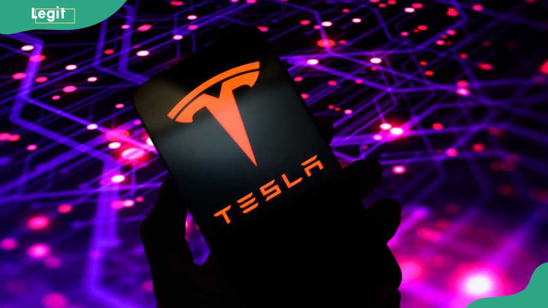The Tesla logo displayed on a mobile