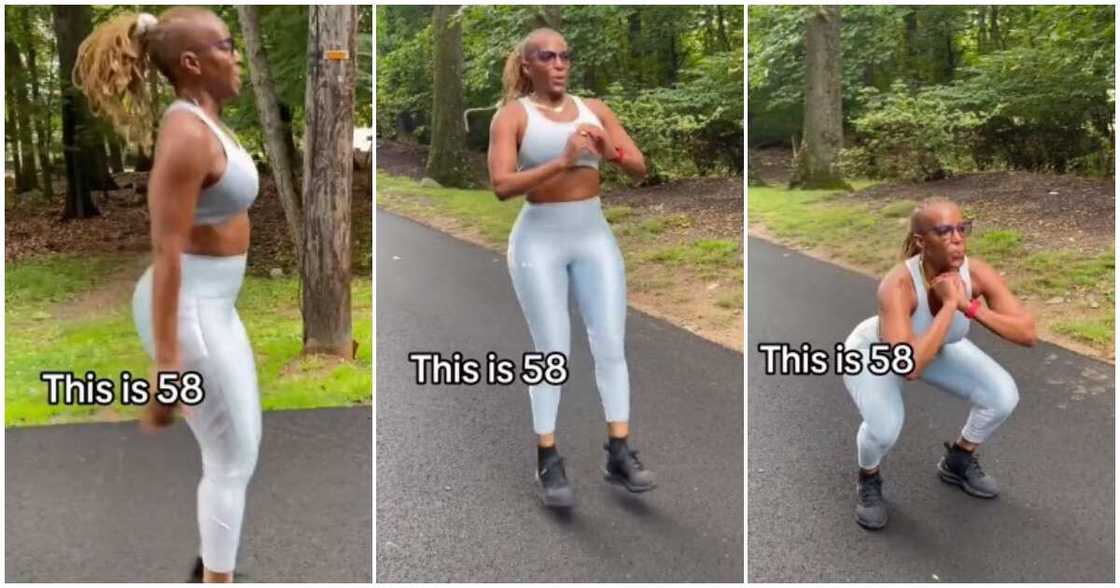 Work out, 58-year-old woman, banging figure Work out, 58-year-old woman, banging figure