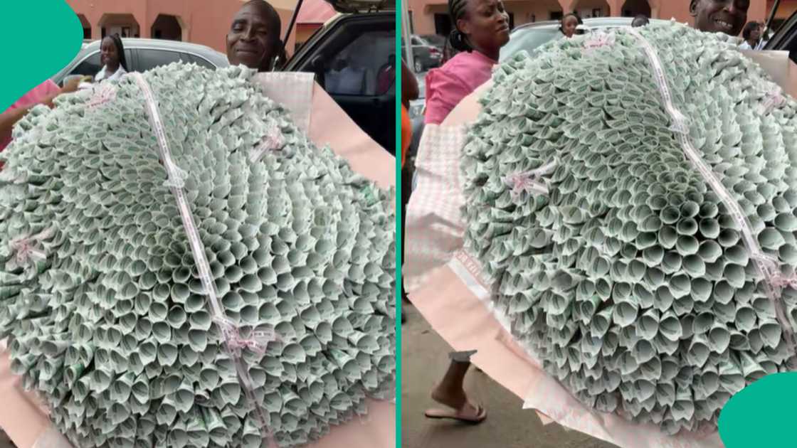 A Nigerian lady got a money bouquet on her graduation day. A Nigerian lady got a money bouquet on her graduation day.