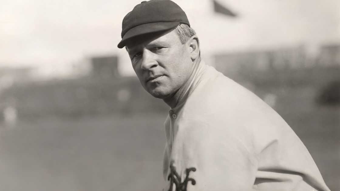 MLB manager, John McGraw, is pictured in batting position. MLB manager, John McGraw, is pictured in batting position.