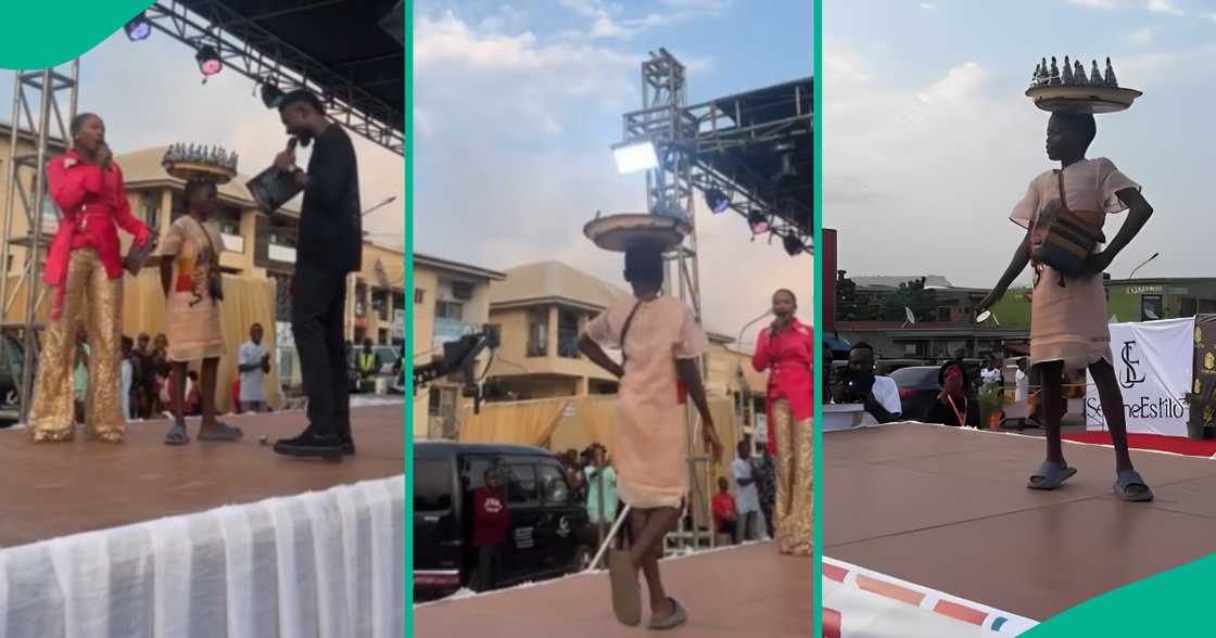 Young hawker steals show as she walks runway like model Young hawker steals show as she walks runway like model