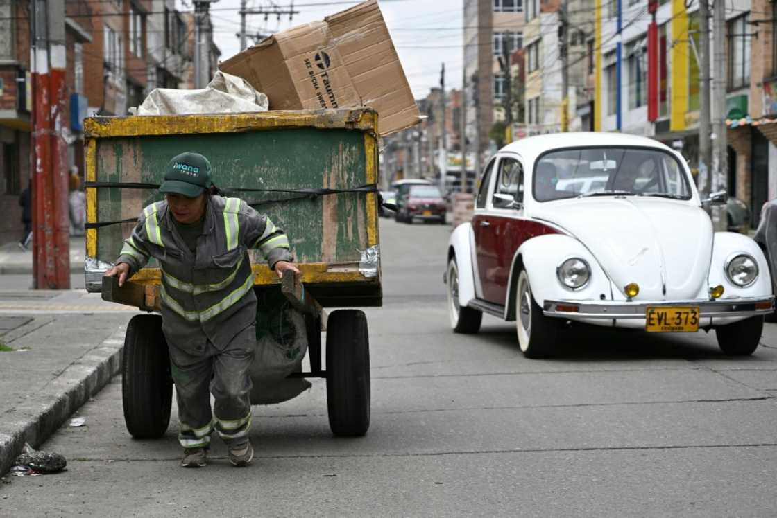 Mary Luz Torres, 50, spends two hours travelling by bus from her home in the working-class south of Bogota to the wealthier north, where she plies her trade Mary Luz Torres, 50, spends two hours travelling by bus from her home in the working-class south of Bogota to the wealthier north, where she plies her trade