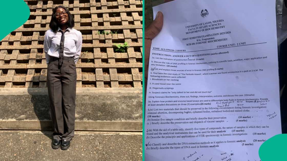 An undergraduate and final year student from University of lagos UNILAG shares her exam paper An undergraduate and final year student from University of lagos UNILAG shares her exam paper