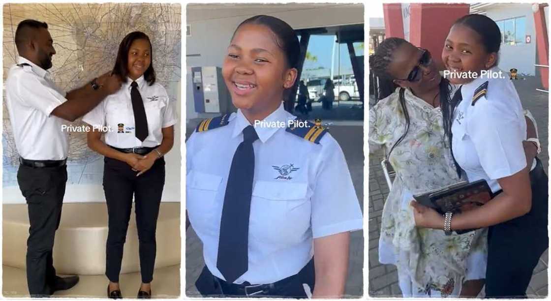 Lady celebrates after becoming a pilot. Lady celebrates after becoming a pilot.