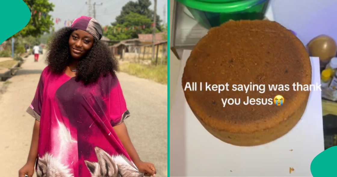 Lady baking cake at 1am and slept off in awe after waking up hours later to find it unburnt Lady baking cake at 1am and slept off in awe after waking up hours later to find it unburnt