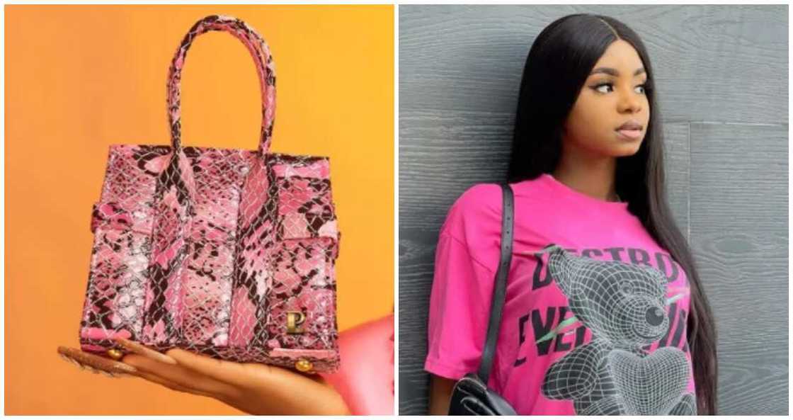 Photos of Priscilla Ojo and a bag from her brand. Photos of Priscilla Ojo and a bag from her brand.
