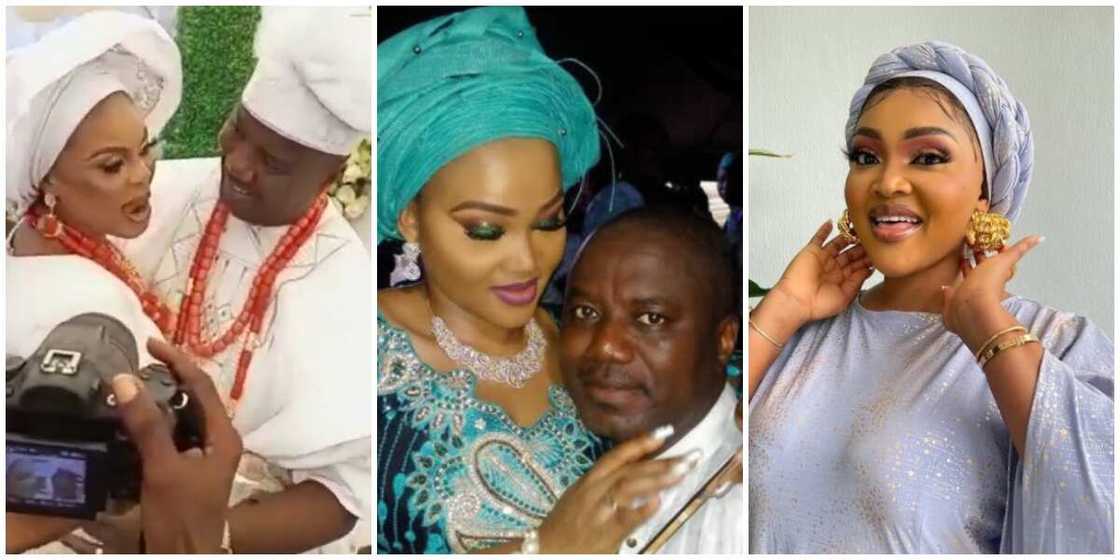 Photos of Mercy Aigbe, her ex-husband, and his new bride.