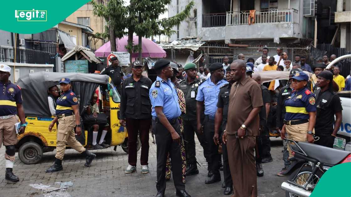 Suspects in custody after Lagos police stopped a bank attack during Tejuosho Market riot. Suspects in custody after Lagos police stopped a bank attack during Tejuosho Market riot.
