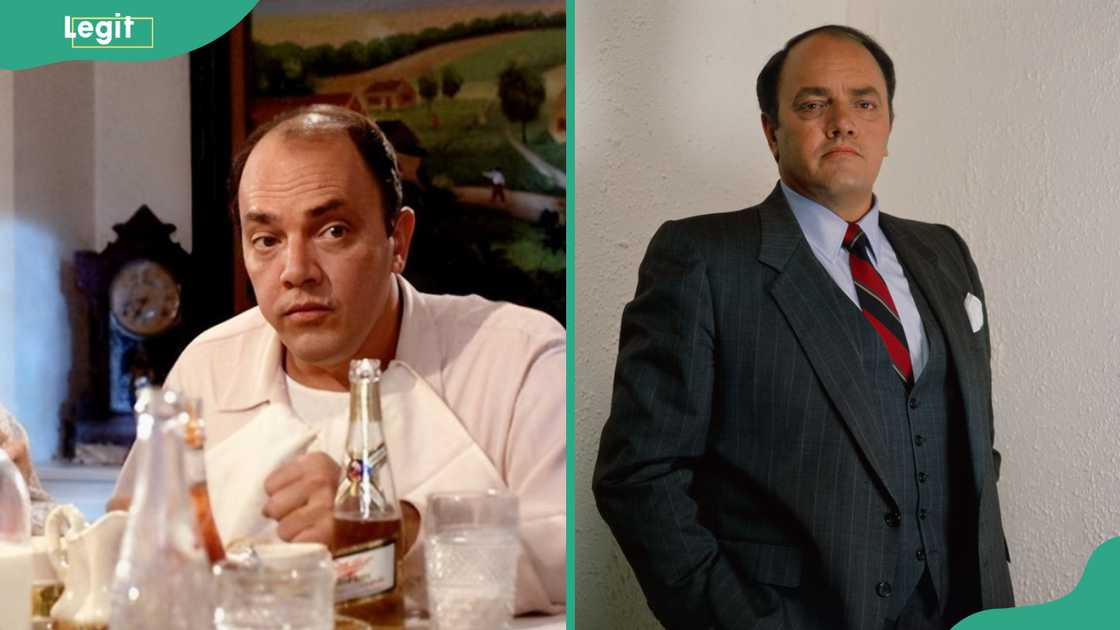 George DiCenzo as Sam Baines (L) and during a promo photo for ABC's 'Equal Justice' (R). George DiCenzo as Sam Baines (L) and during a promo photo for ABC's 'Equal Justice' (R).