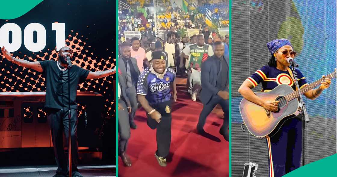 Davido and Asa perfom at the opening ceremony of Gateway Games 2024 at MKO stadium in Abeokuta, Ogun state, attended by ex-president Olusegun Obasanjo and others. Davido and Asa perfom at the opening ceremony of Gateway Games 2024 at MKO stadium in Abeokuta, Ogun state, attended by ex-president Olusegun Obasanjo and others.