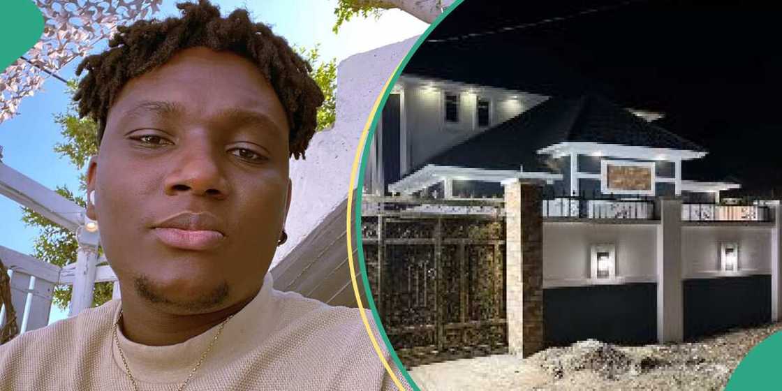 Nollywood actor Kalu George shows off house built by mother. Nollywood actor Kalu George shows off house built by mother.