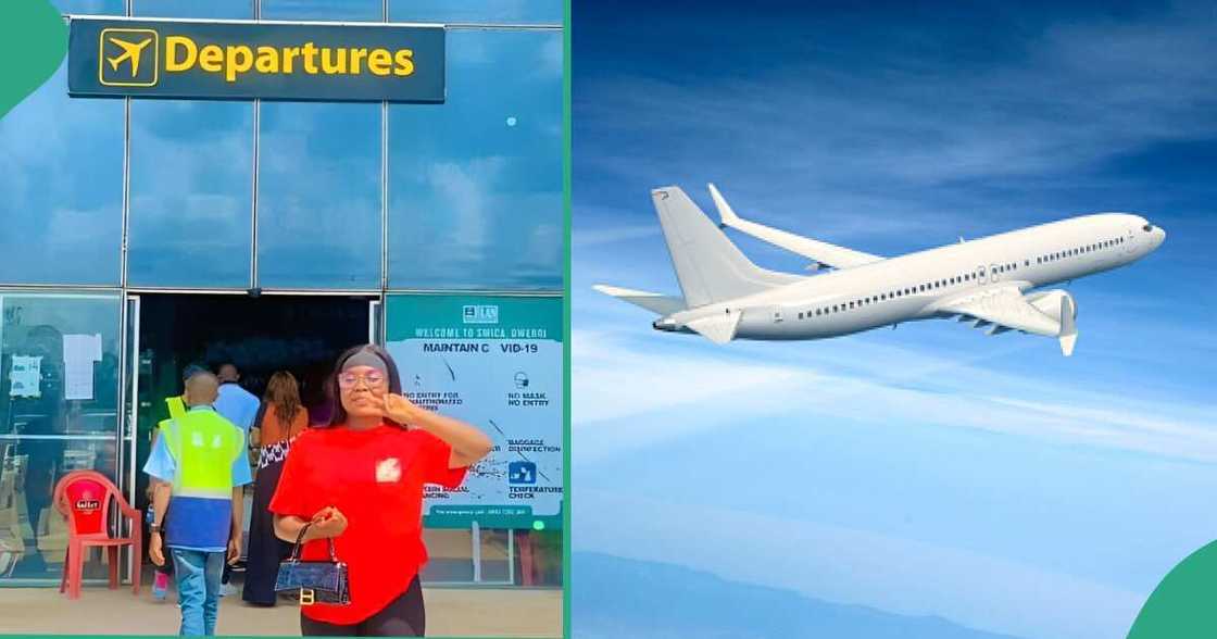 Nigerian lady stirs reactions, shares her 'scary' encounter flying aeroplane for the first time