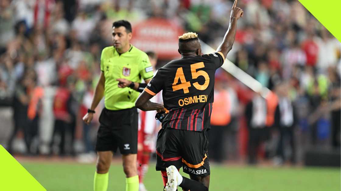 Victor Osimhen celebrates a goal for Galatasaray