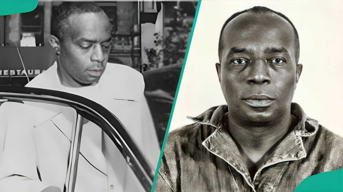 Bumpy Johnson entering a car and his portrait art work Bumpy Johnson entering a car and his portrait art work