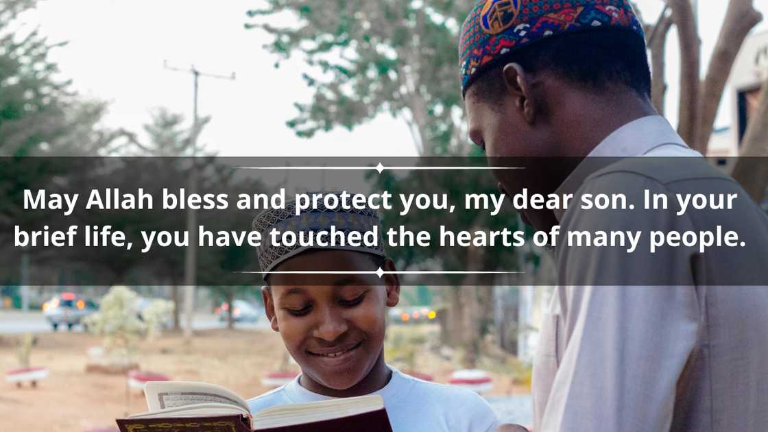 A young man is reading a quran next to an older man