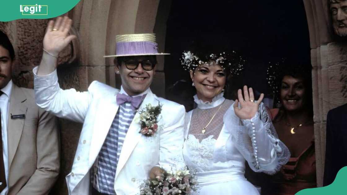 Renate Blauel and her ex-husband Sir Elton John during their wedding at St Mark's Church Renate Blauel and her ex-husband Sir Elton John during their wedding at St Mark's Church