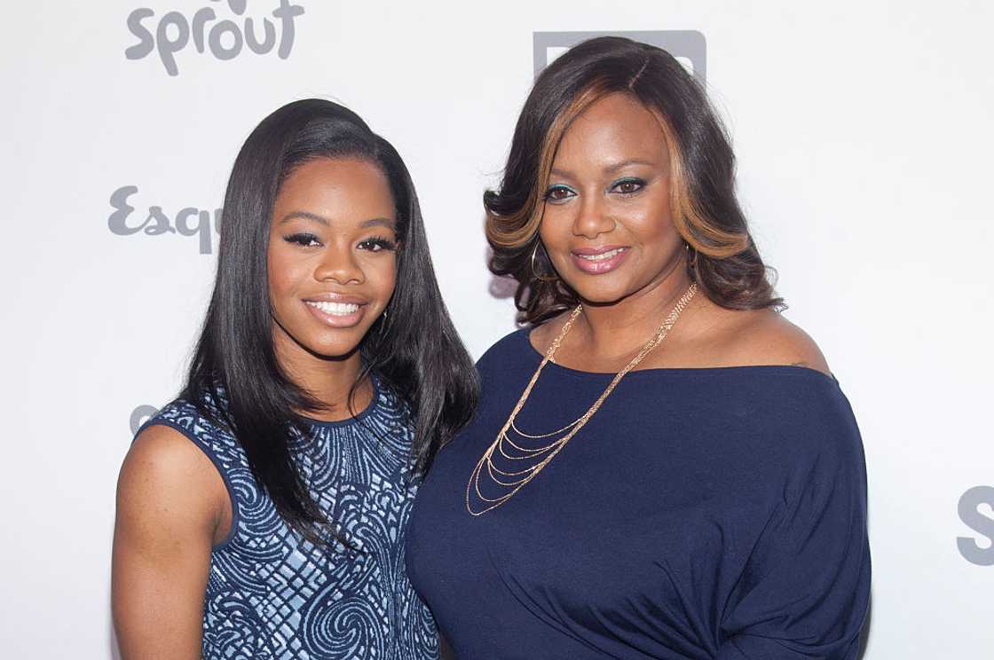 Gabby Douglas and Natalie Hawkins attend the "2015 NBCUniversal Cable Entertainment Upfront"