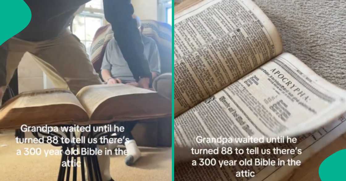 Grandpa brings out 300-year-old Bible he did from family for years, it contains apocryphal books Grandpa brings out 300-year-old Bible he did from family for years, it contains apocryphal books