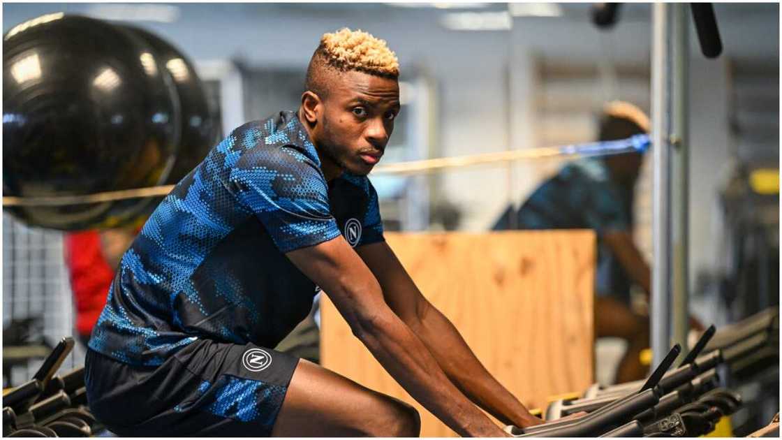 Victor Osimhen at Napoli's training centre. Victor Osimhen at Napoli's training centre.