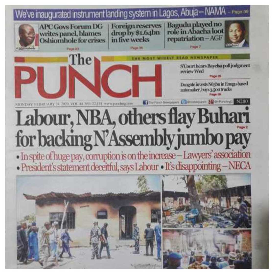 Newspapers review February 24: Governors worried over depletion of Excess Crude Acount Newspapers review February 24: Governors worried over depletion of Excess Crude Acount