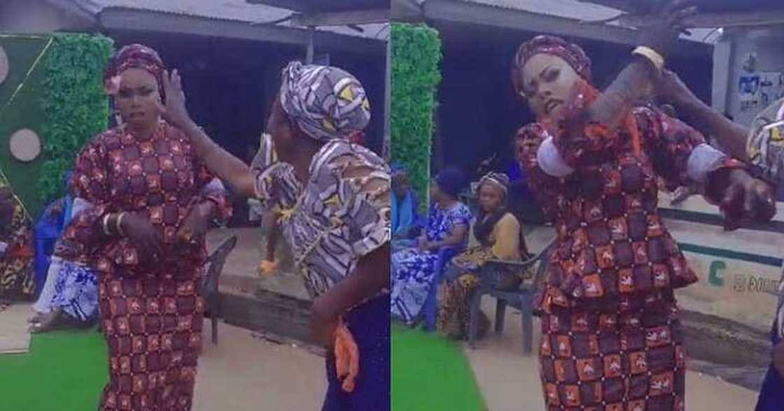 Bride tackles wedding guest, money on face Bride tackles wedding guest, money on face