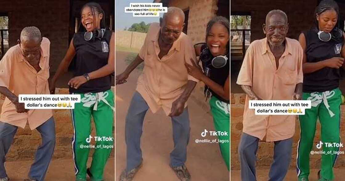 Lady dances with old man Lady dances with old man