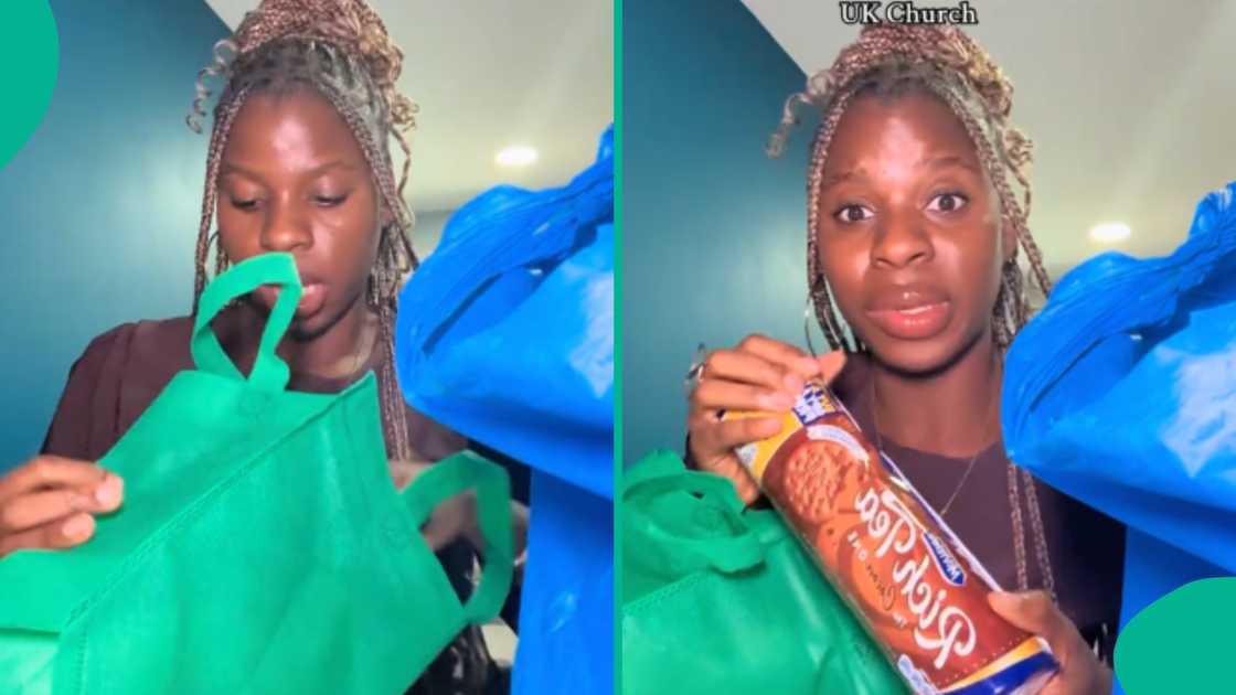 Nigerian lady shows off gifts she received after going to UK church for first time