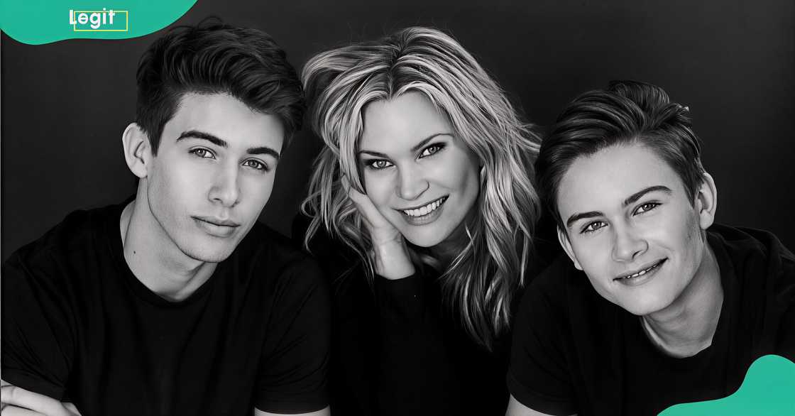 Natasha Henstridge poses with Asher Sky and Tristan River Waite