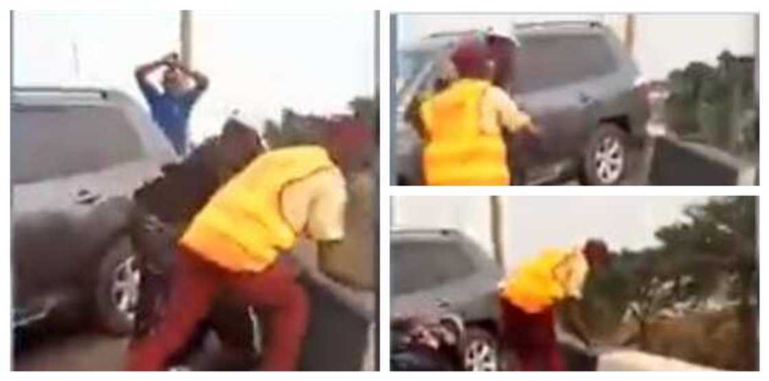 Chaos as man driving against traffic hits policeman off Lagos bridge in viral video Chaos as man driving against traffic hits policeman off Lagos bridge in viral video