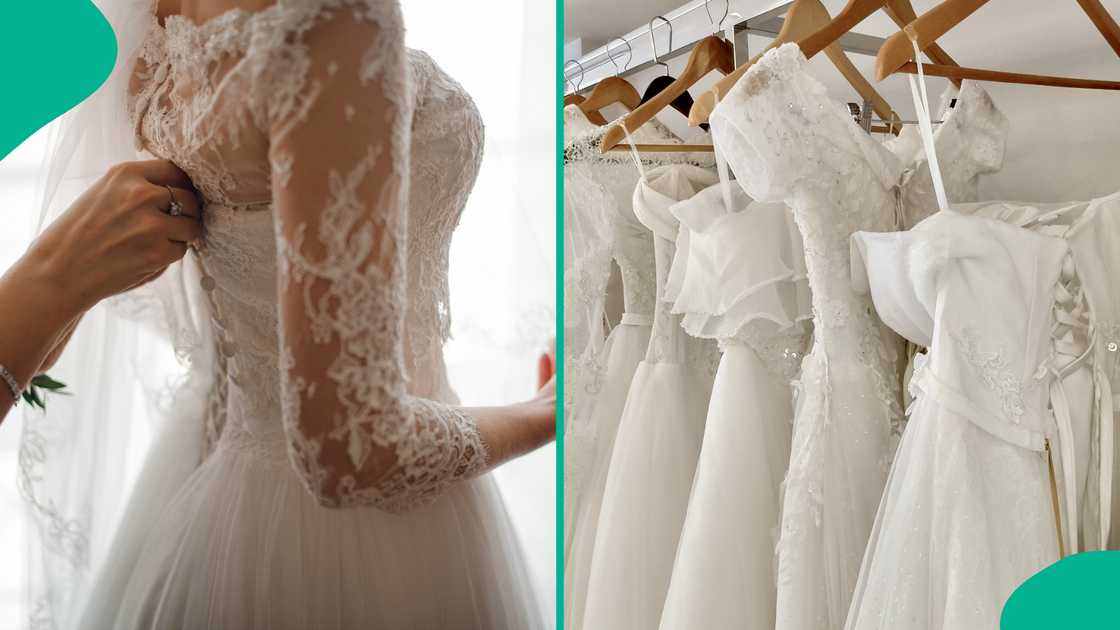 20 people carry bride's wedding dress as it fills reception hall. 20 people carry bride's wedding dress as it fills reception hall.