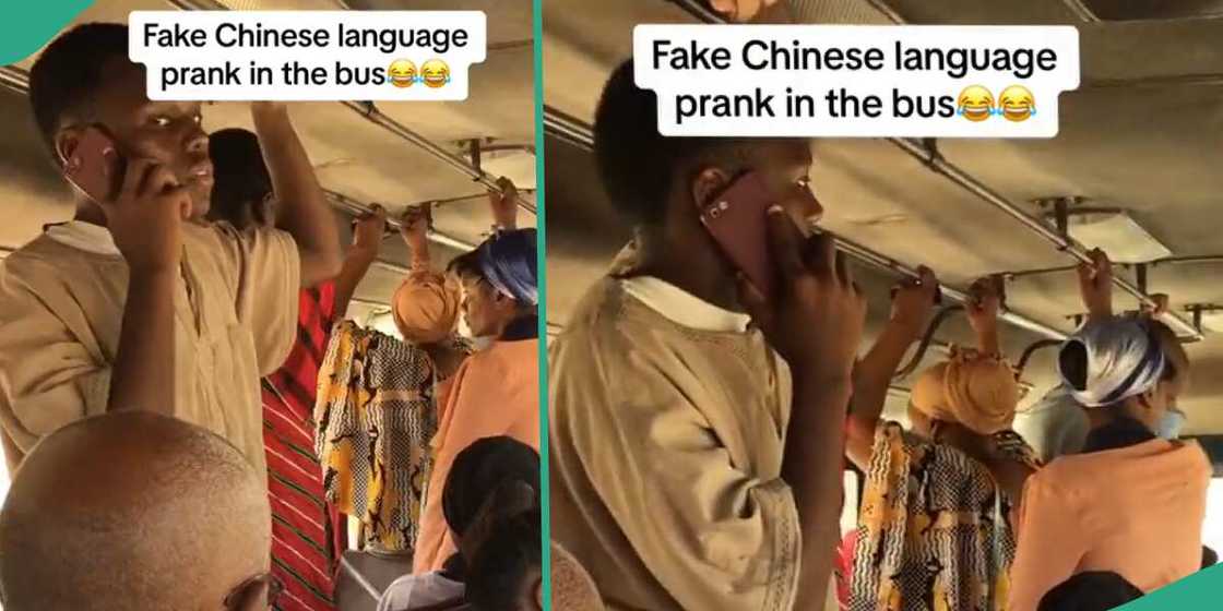 Man who spoke in a fake Chinese language. Man who spoke in a fake Chinese language.