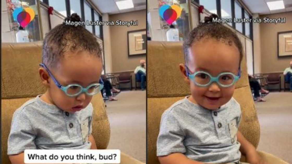 Little boy sees mum for the first time