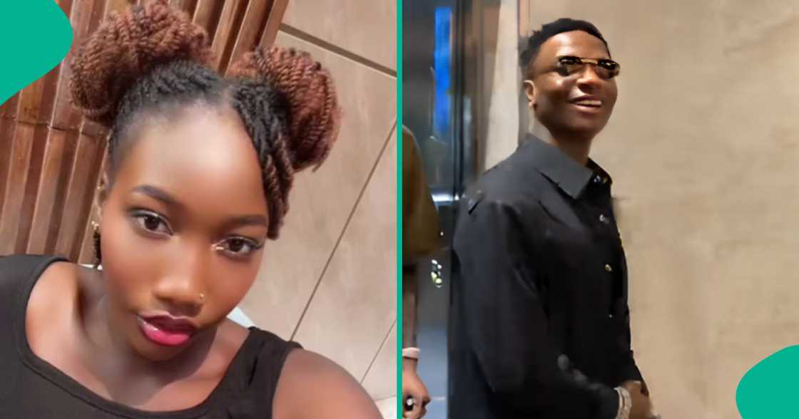 Lady overjoyed as singer Wizkid visits her workplace with his entourage, shares video