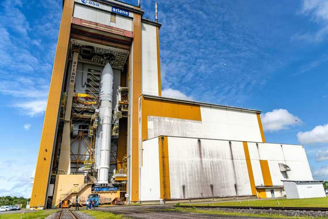 An Ariane 5 rocket ready for the launcher's final blast-off at Europe's spaceport in Kourou, French Guiana An Ariane 5 rocket ready for the launcher's final blast-off at Europe's spaceport in Kourou, French Guiana