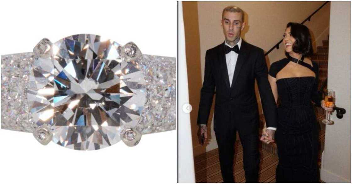 Travis Barker's wife auctions engagement ring. Travis Barker's wife auctions engagement ring.