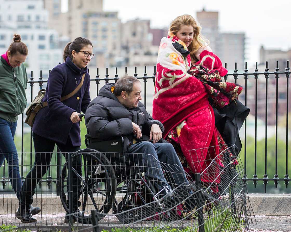 Amy Schumer walking in Central Park with her father Gordon Schumer