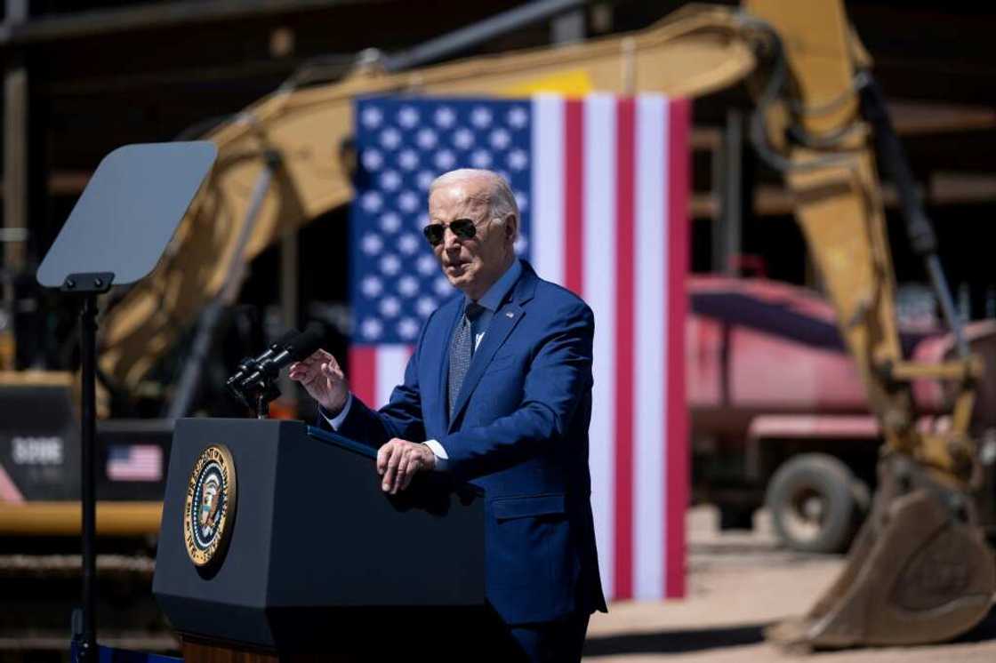 US President Joe Biden speaks at the Intel Ocotillo Campus in Chandler, Arizona US President Joe Biden speaks at the Intel Ocotillo Campus in Chandler, Arizona