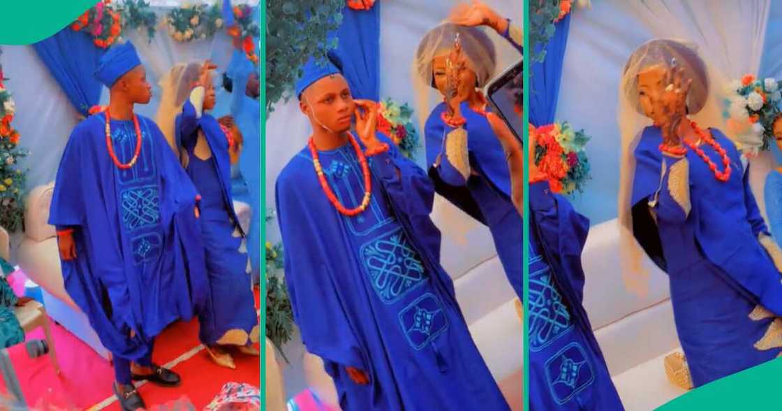 Traditional wedding ceremony/Couple in matching outfits. Traditional wedding ceremony/Couple in matching outfits.