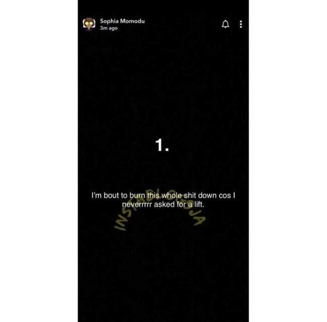 I never asked for a lift - Sophia tackles Davido I never asked for a lift - Sophia tackles Davido