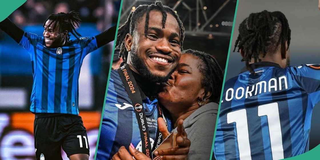 Super Eagles forward Ademola Lookman and his mum. Super Eagles forward Ademola Lookman and his mum.