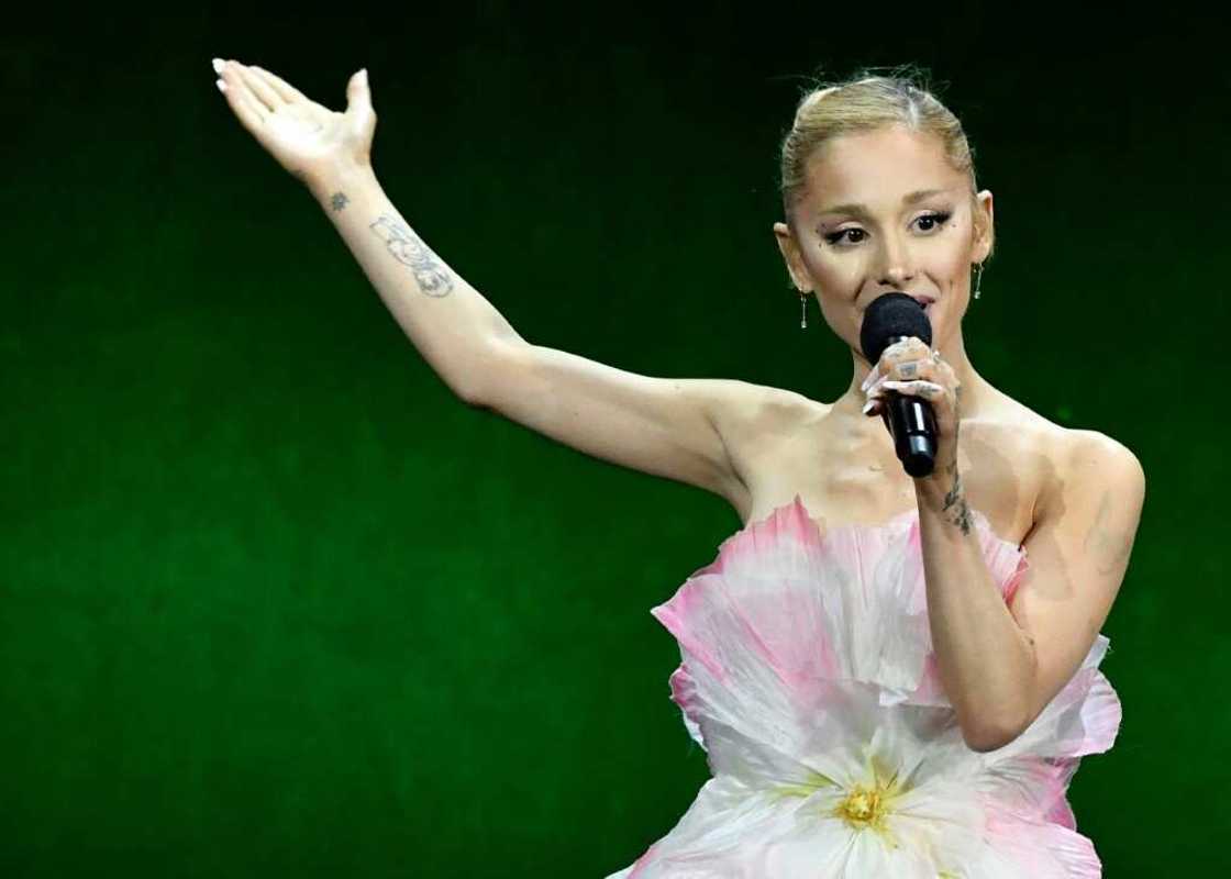 US singer-songwriter Ariana Grande was brought on stage to promote the starry film adaptation of the hit Broadway musical 'Wicked' US singer-songwriter Ariana Grande was brought on stage to promote the starry film adaptation of the hit Broadway musical 'Wicked'