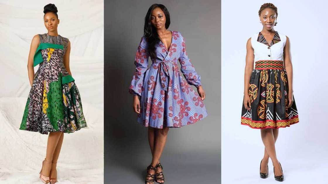 Knee-length Ankara flare gowns Knee-length Ankara flare gowns