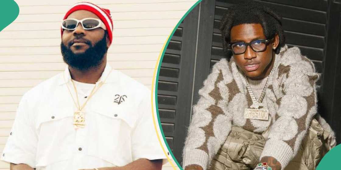 Odumodu Blvck falls while protecting Shallipoi's chain from being stolen. Odumodu Blvck falls while protecting Shallipoi's chain from being stolen.