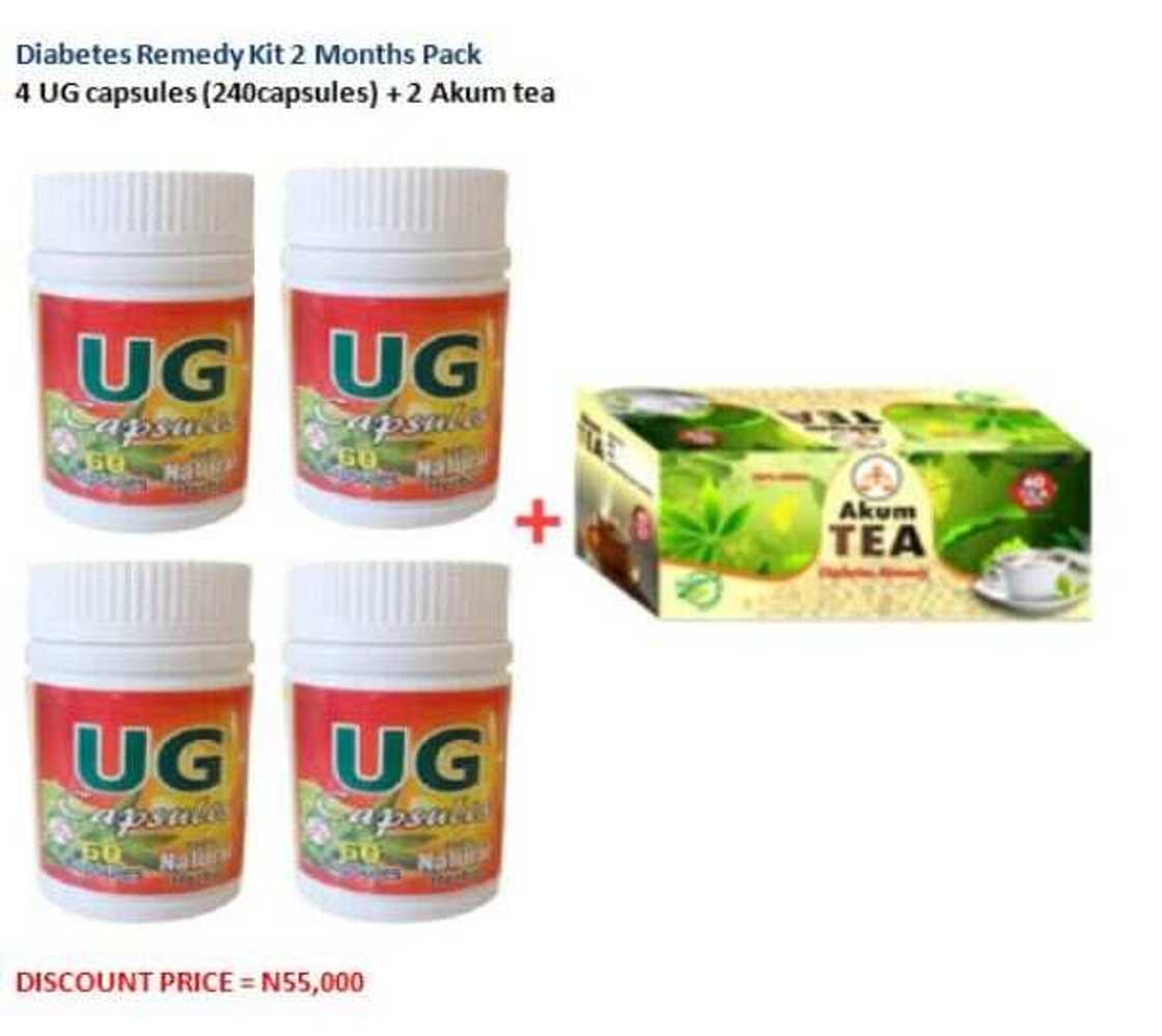 Diabetes Remedy Kit 2 Months Pack
4 UG capsules (240capsules) + 2 Akum tea