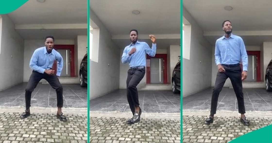 Man covers head in shame as boss nabs him dancing Man covers head in shame as boss nabs him dancing